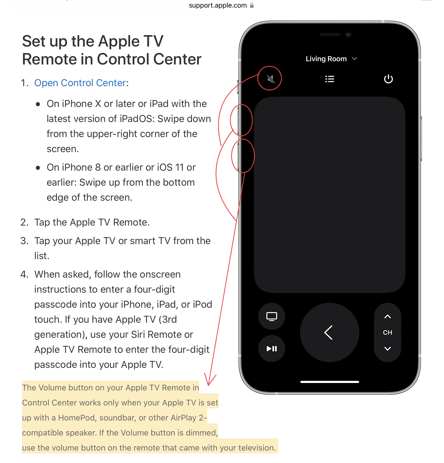 TV Remote in Control Center Adjust TV Volume | Hani